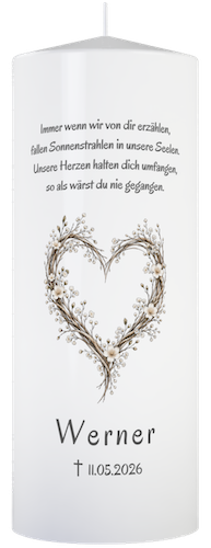 Trauerkerze Spruch Herz Art.Nr.:10163