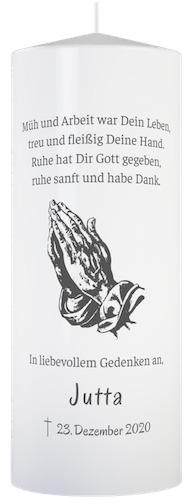 Trauerkerze betende Hände Art.Nr.:10312